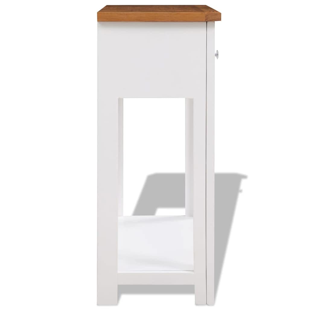 Solid Oak Wood Console Table with Drawers and Shelf Y5422