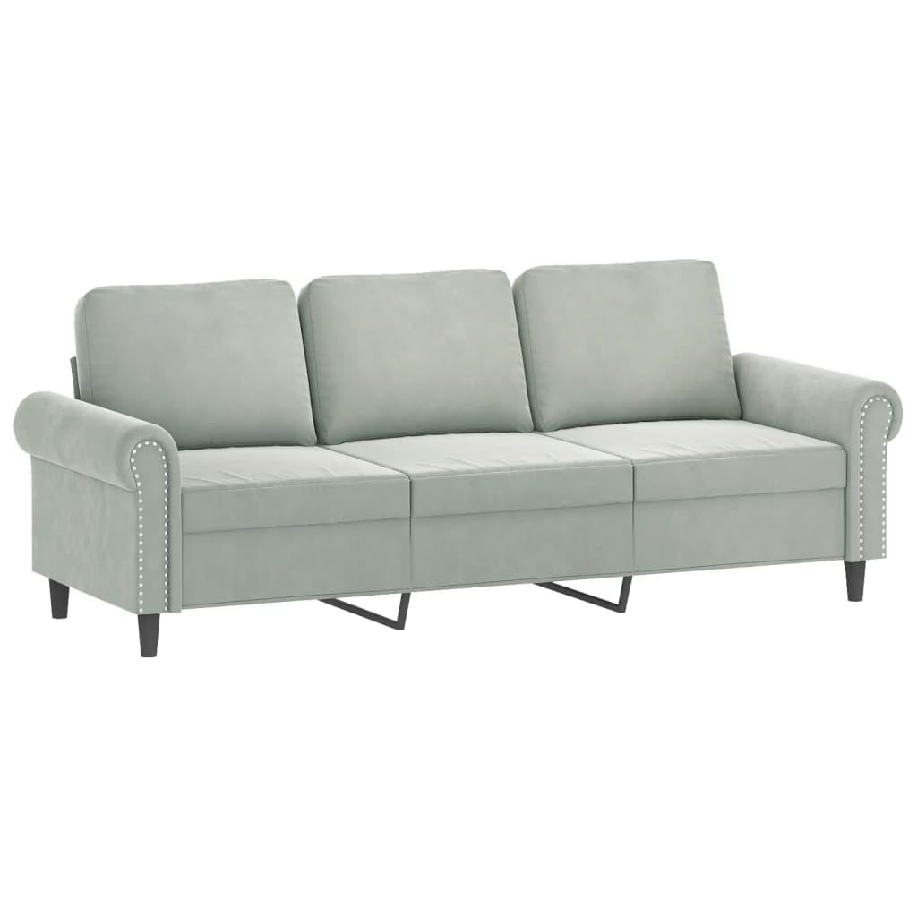 Light Gray Velvet 2 Piece Sofa Set Y843554