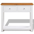 Solid Oak Wood Console Table with Drawers and Shelf Y5422