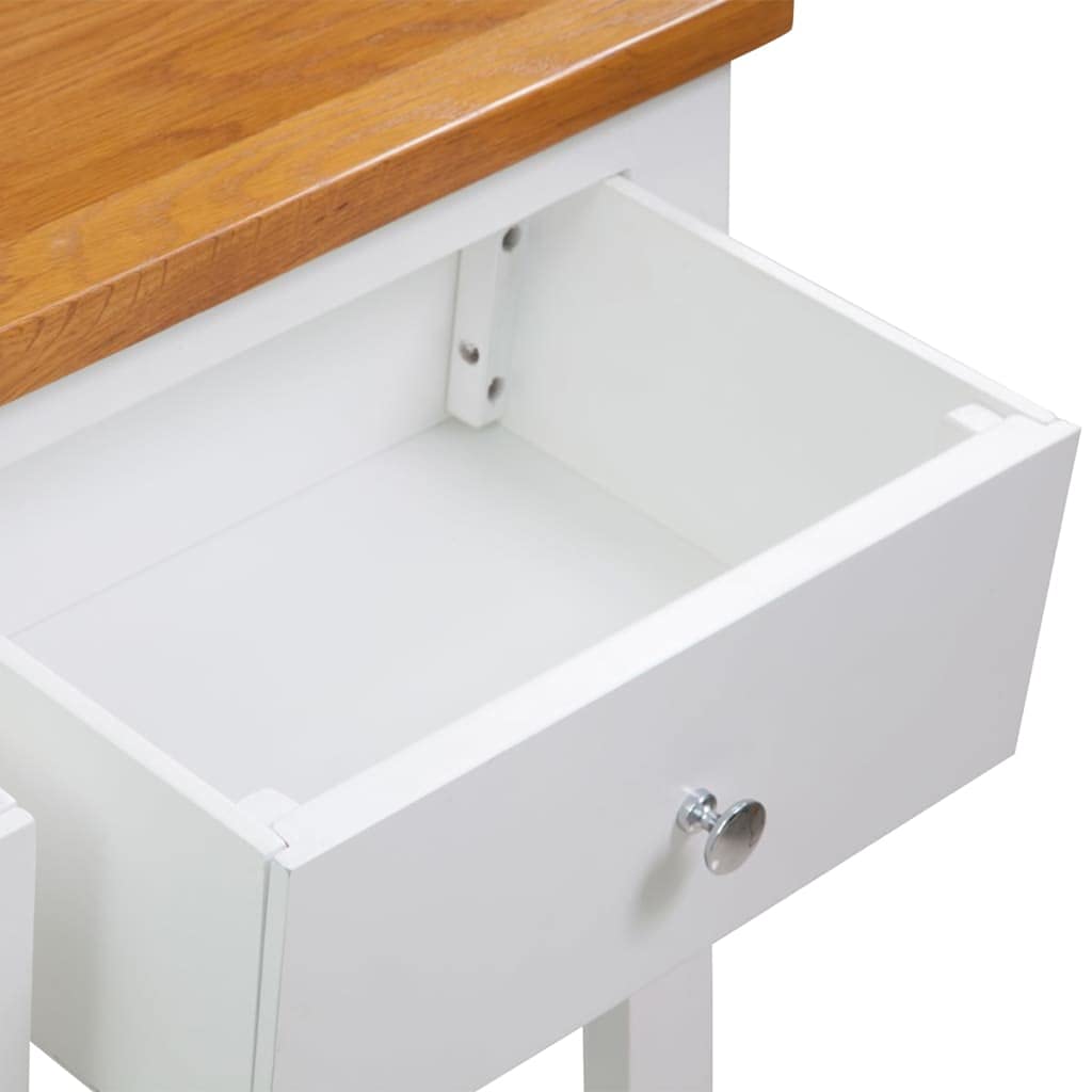 Solid Oak Wood Console Table with Drawers and Shelf Y5422