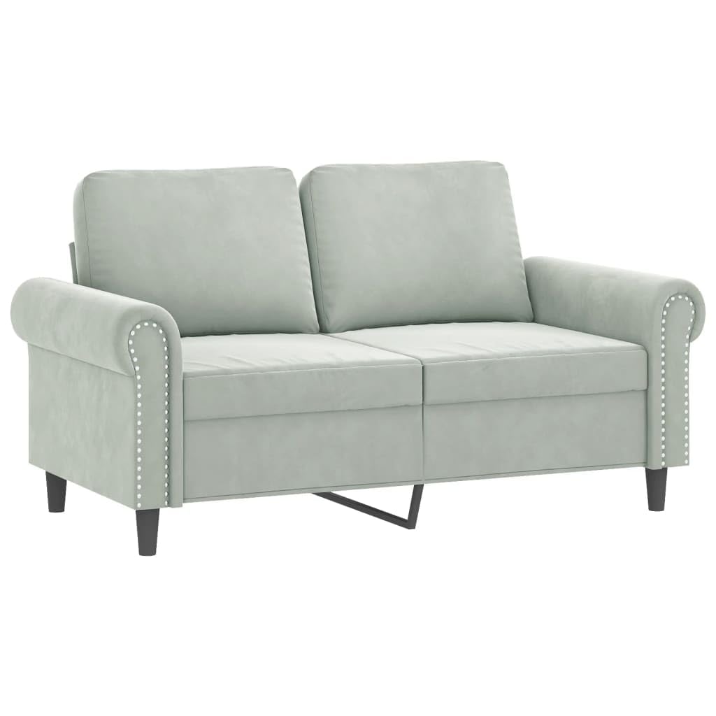 Light Gray Velvet 2 Piece Sofa Set Y843554
