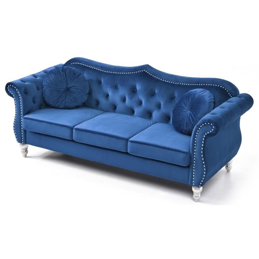 Navy Blue Velvet Sofa P90841