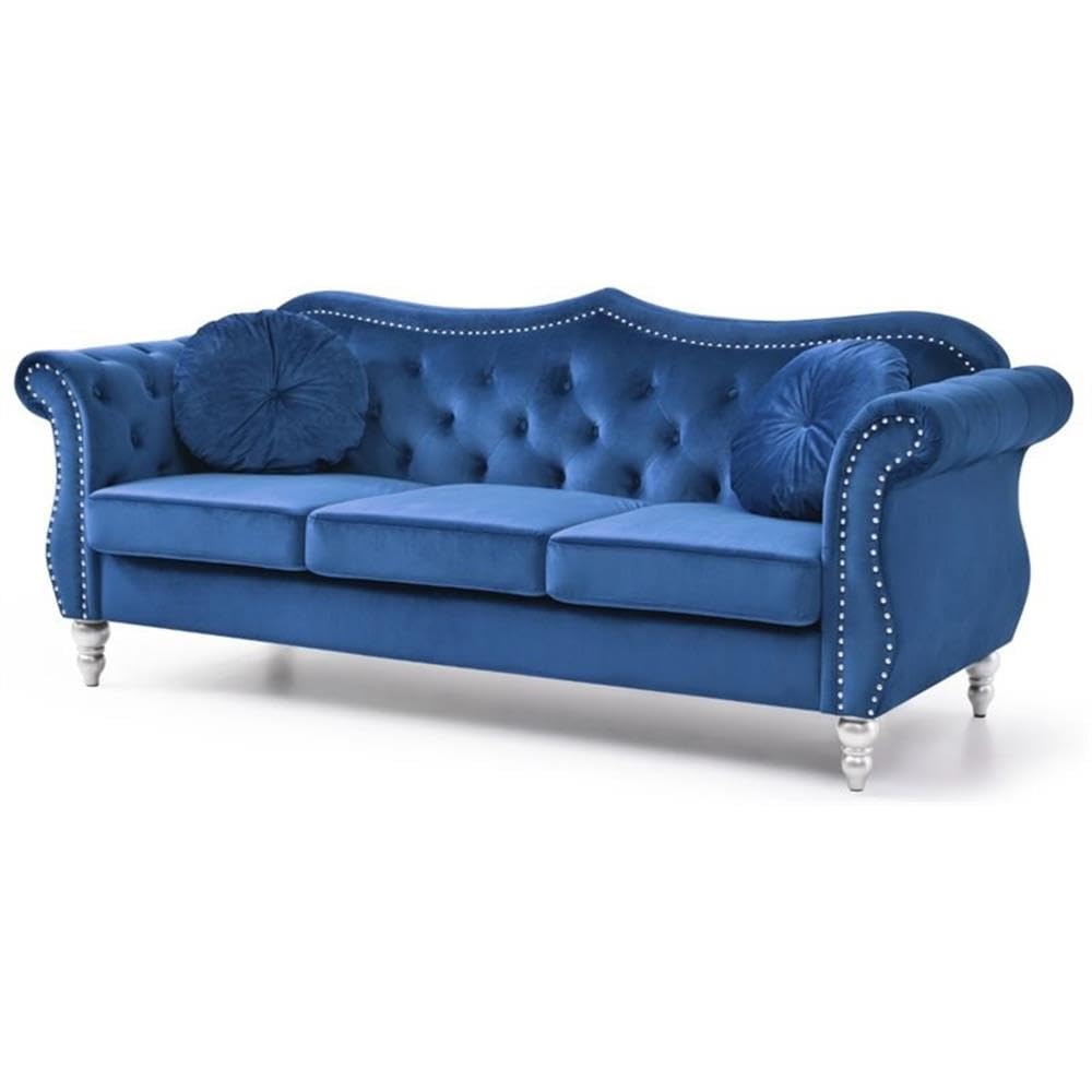 Navy Blue Velvet Sofa P90841