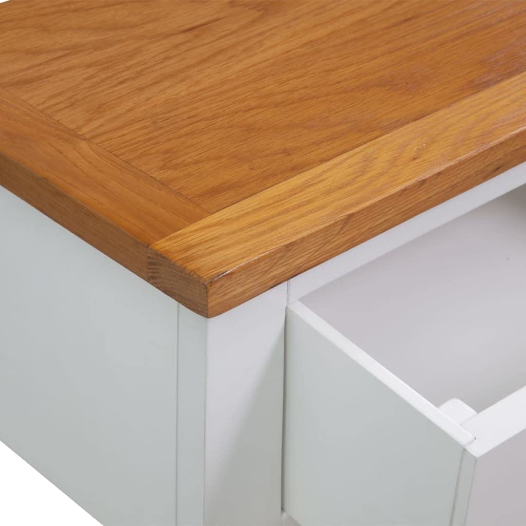 Solid Oak Wood Console Table with Drawers and Shelf Y5422