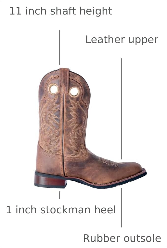 Black Mid Calf Square Toe Pull On Boots V3255
