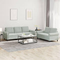 Light Gray Velvet 2 Piece Sofa Set Y843554
