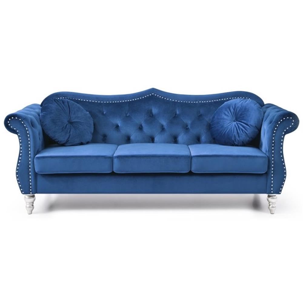 Navy Blue Velvet Sofa P90841