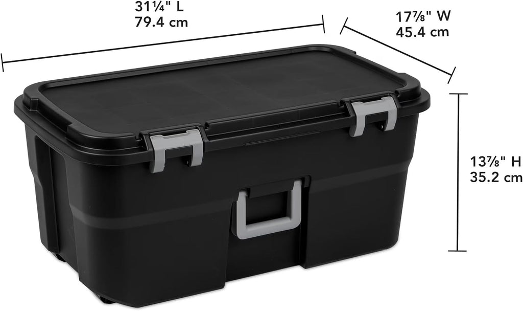 22 Gallon Lockable Black Plastic Storage Trunk G930