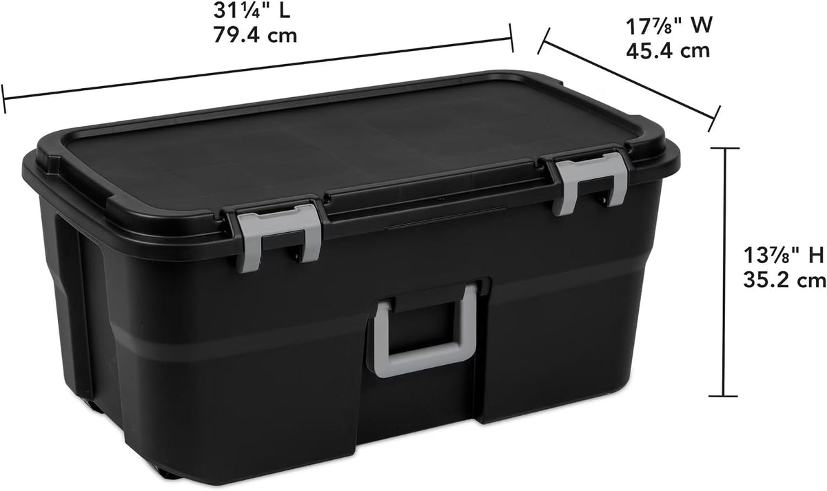 22 Gallon Lockable Black Plastic Storage Trunk G930