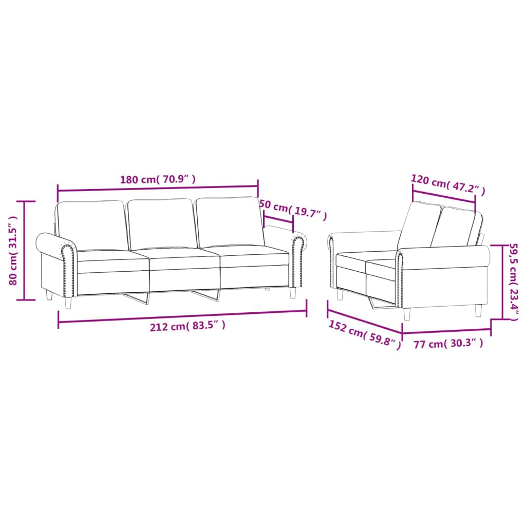 Light Gray Velvet 2 Piece Sofa Set Y843554