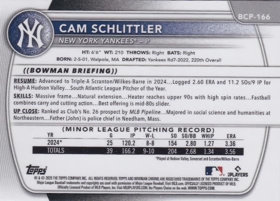 2025 Bowman Chrome Prospects Baseball Trading Card C211546