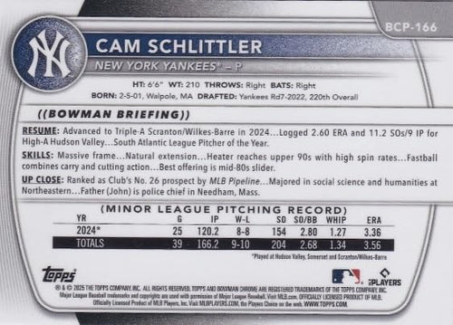 2025 Bowman Chrome Prospects Baseball Trading Card C211546