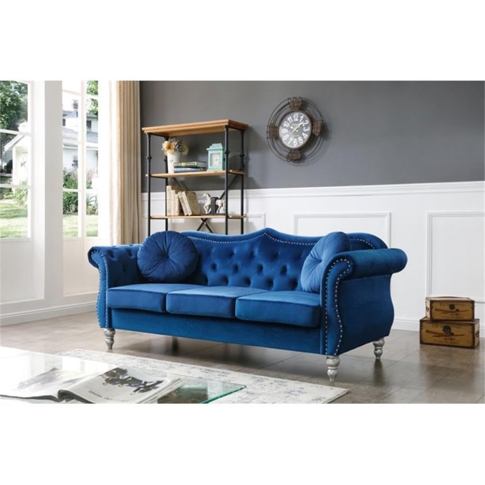 Navy Blue Velvet Sofa P90841