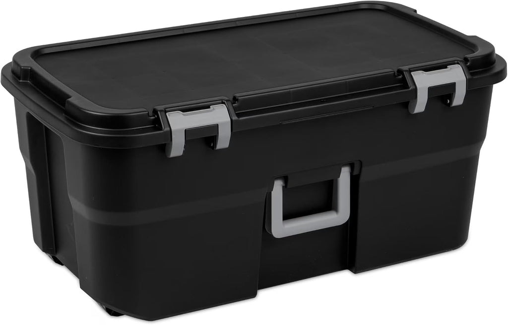 22 Gallon Lockable Black Plastic Storage Trunk G930