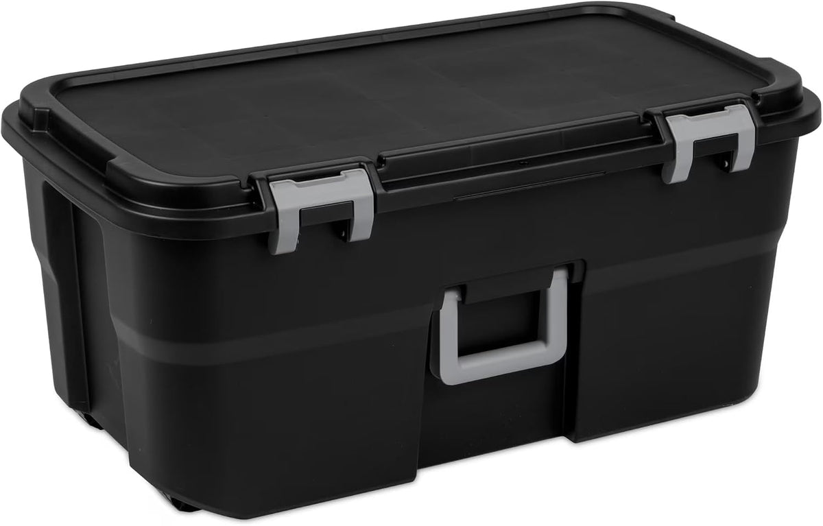 22 Gallon Lockable Black Plastic Storage Trunk G930