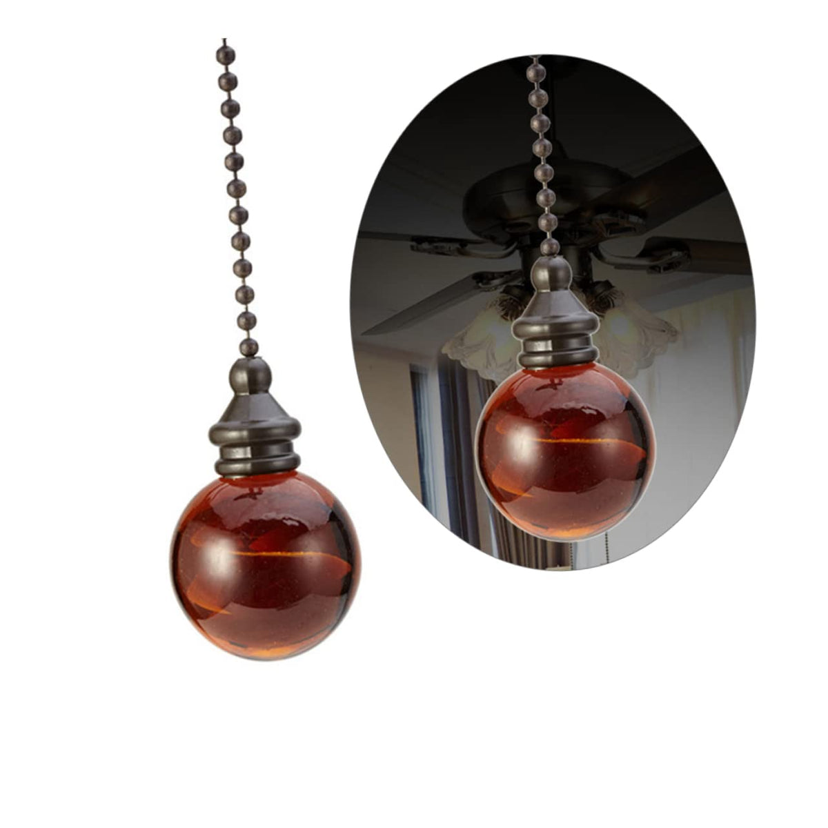 Glass Ball Chain Pendant Ornament 2 Pcs R4383