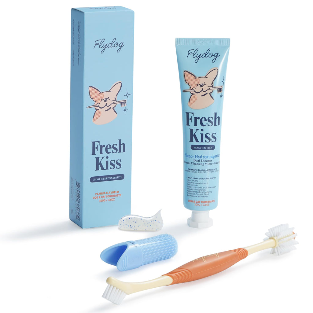 Dog Tooth Brushing Kit with 360° Toothbrush & Silicone Finger Brush T24438