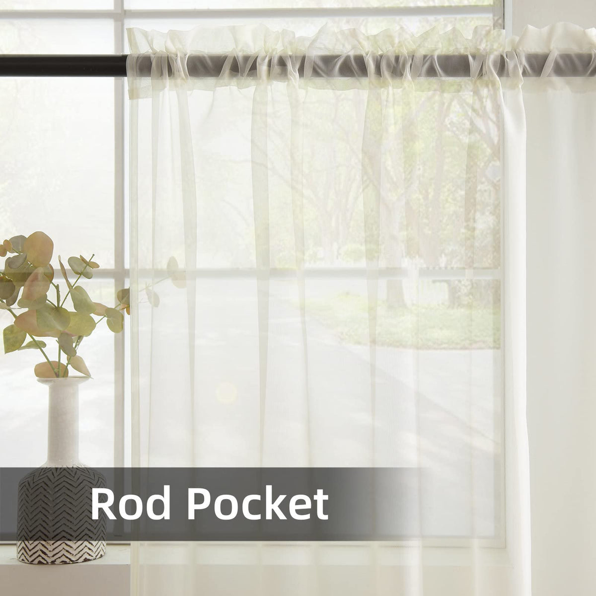 Solid Sheer Rod Pocket Curtain 2 Panels 52 Inch Width 84 Inch Long U686