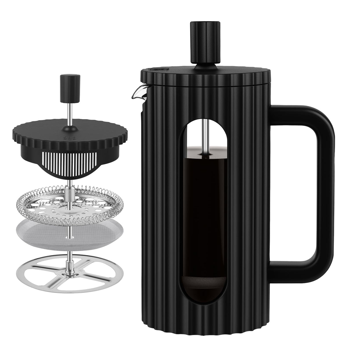 French Press Coffee Maker 12OZ Borosilicate Glass Q648351