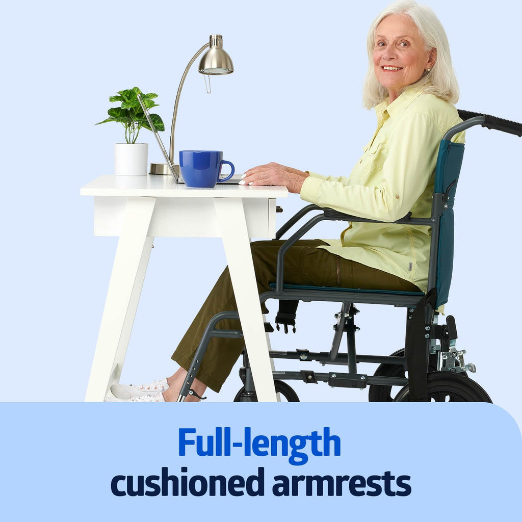 Folding Steel Transport Wheelchair with 12-Inch Wheels C3060