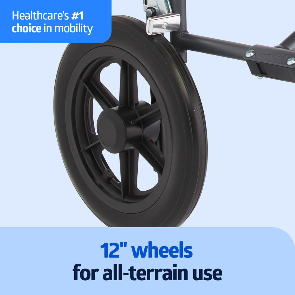 Folding Steel Transport Wheelchair with 12-Inch Wheels C3060