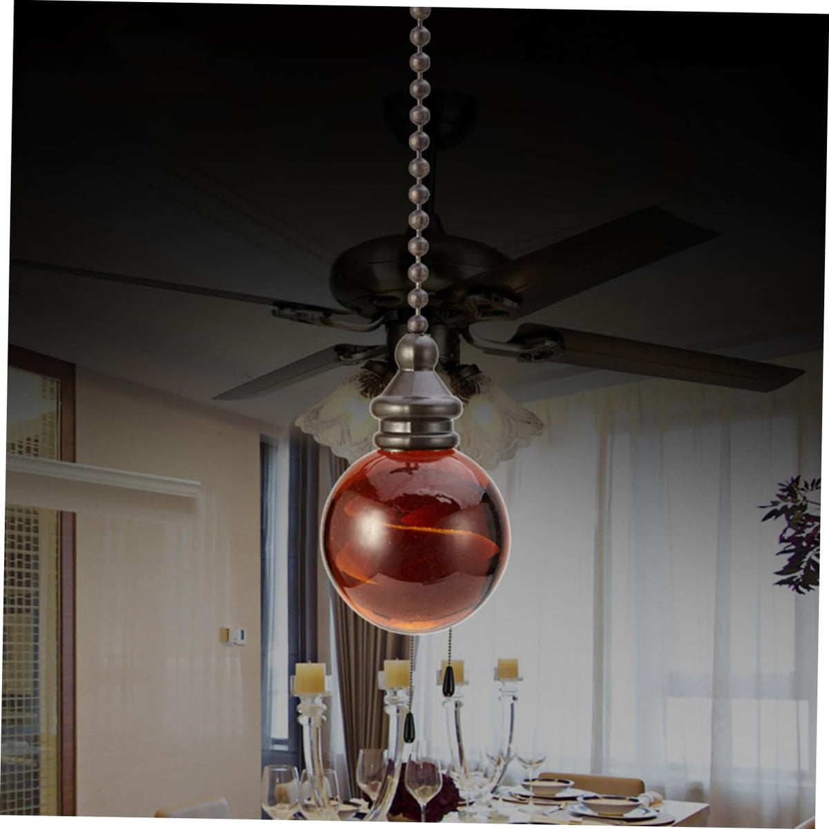Glass Ball Chain Pendant Ornament 2 Pcs R4383