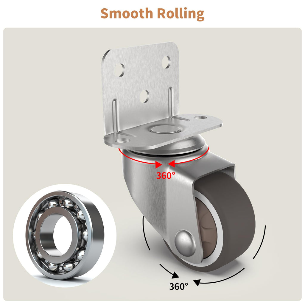 1" Swivel Plate Casters, 4 Pcs J16469