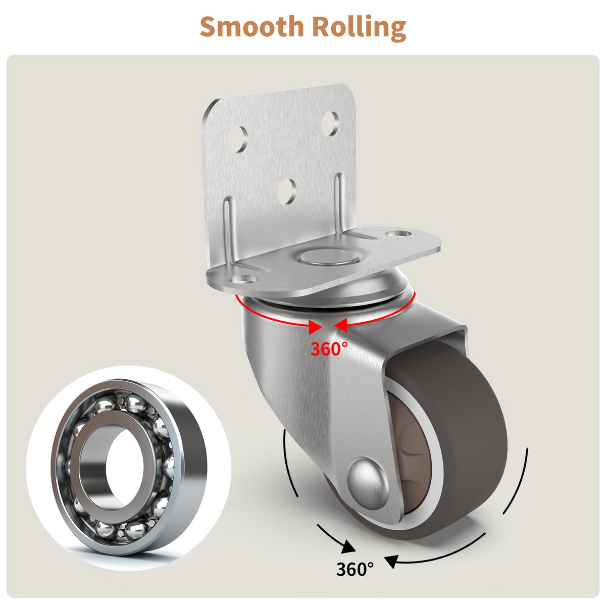 1" Swivel Plate Casters, 4 Pcs J16469