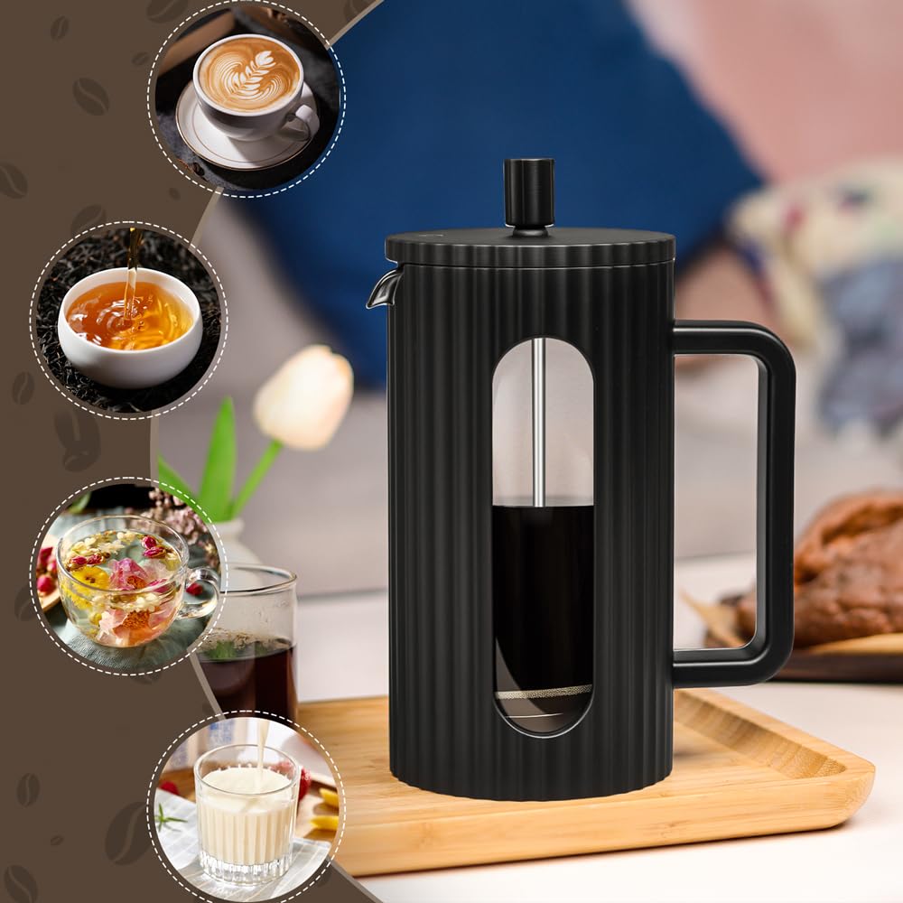 French Press Coffee Maker 12OZ Borosilicate Glass Q648351