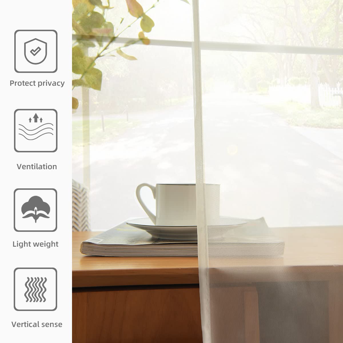 Solid Sheer Rod Pocket Curtain 2 Panels 52 Inch Width 84 Inch Long U686