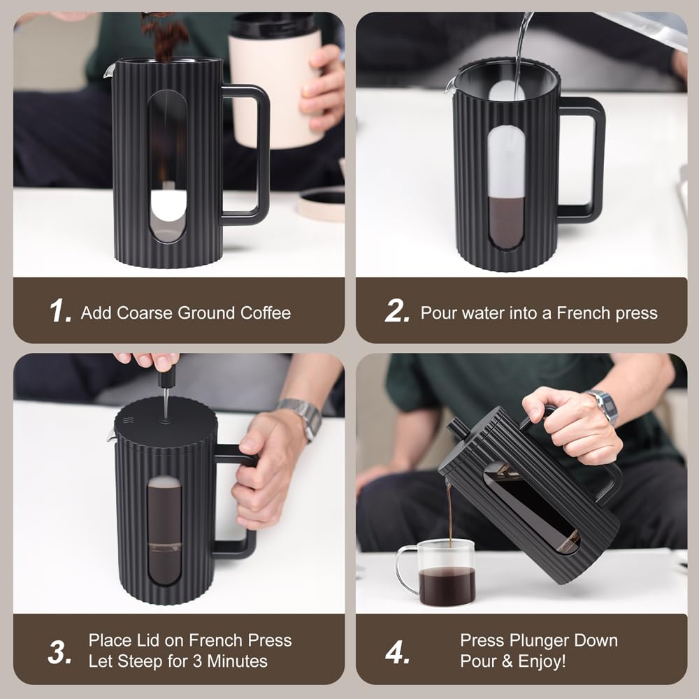French Press Coffee Maker 12OZ Borosilicate Glass Q648351