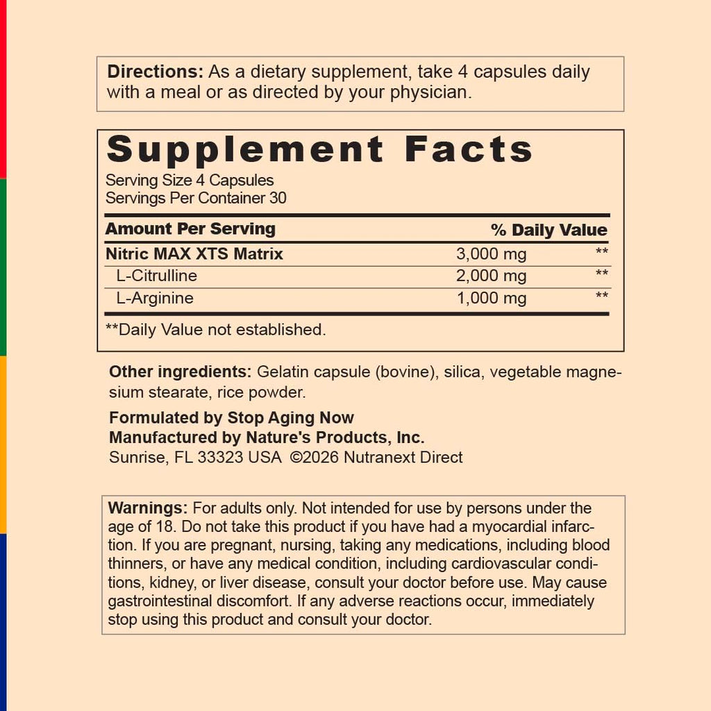 Nitric Oxide Supplement 120 Capsules with L-Citrulline and L-Arginine L630