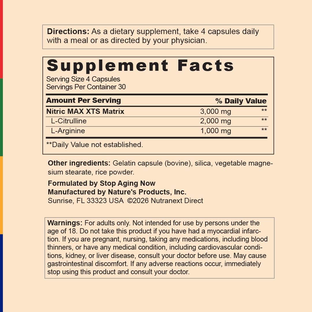 Nitric Oxide Supplement 120 Capsules with L-Citrulline and L-Arginine L630