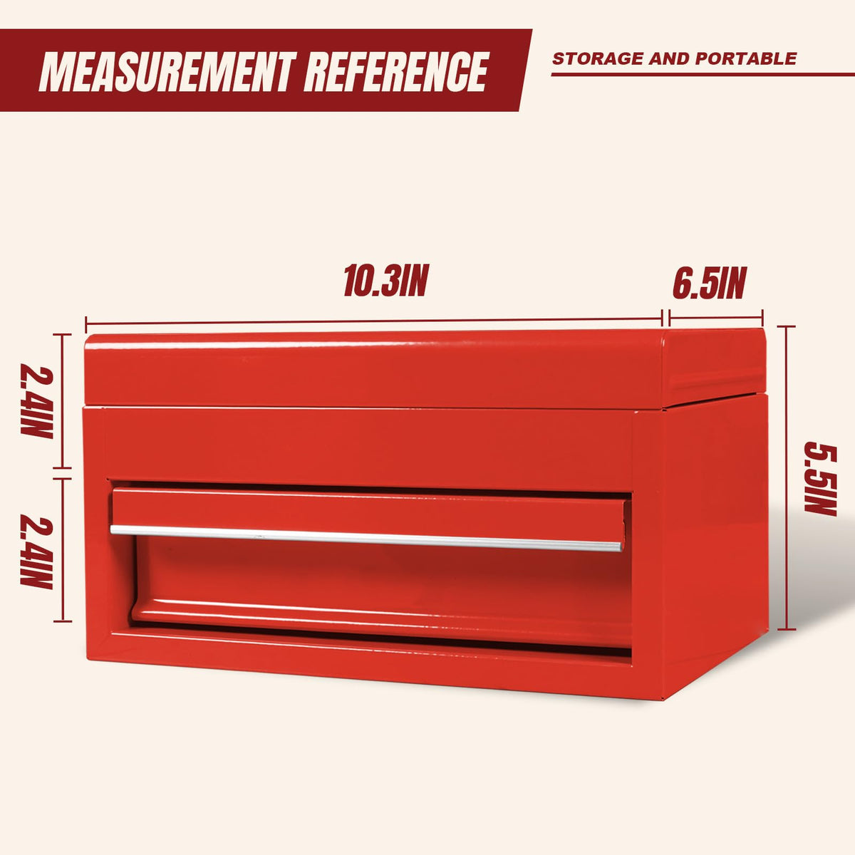 10" Mini Portable Steel Tool Box with Drawer V2927