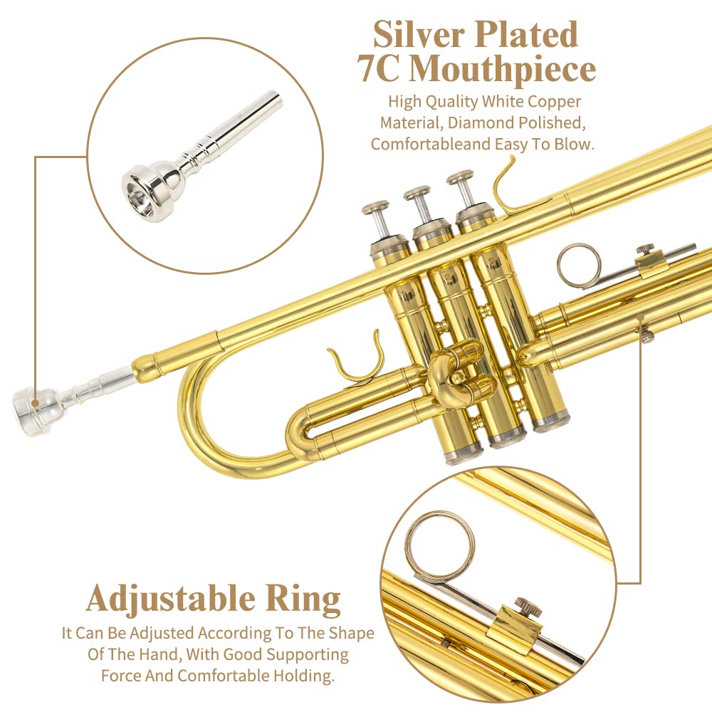 Trumpet Instrument with Case, Mouthpiece, Cloth and Gloves B607