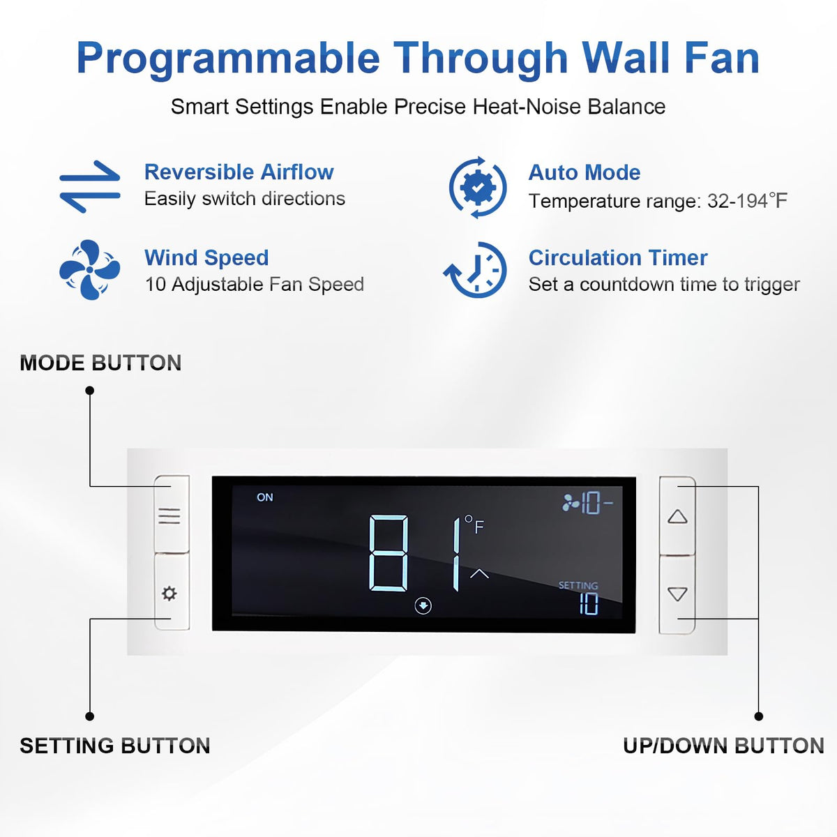8" Reversible Through Wall Fan with Remote B43787