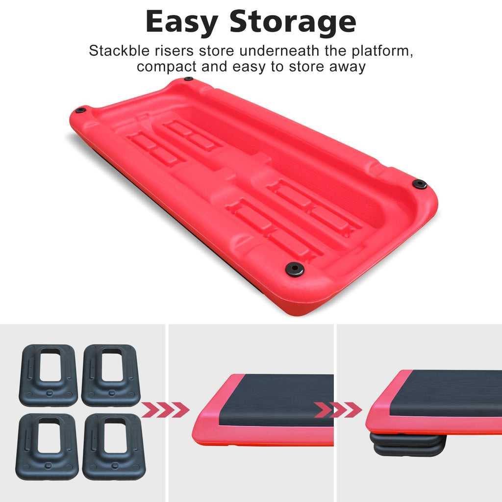 28.5'' Adjustable Aerobic Step Platform with 4 Stackable Risers Z365