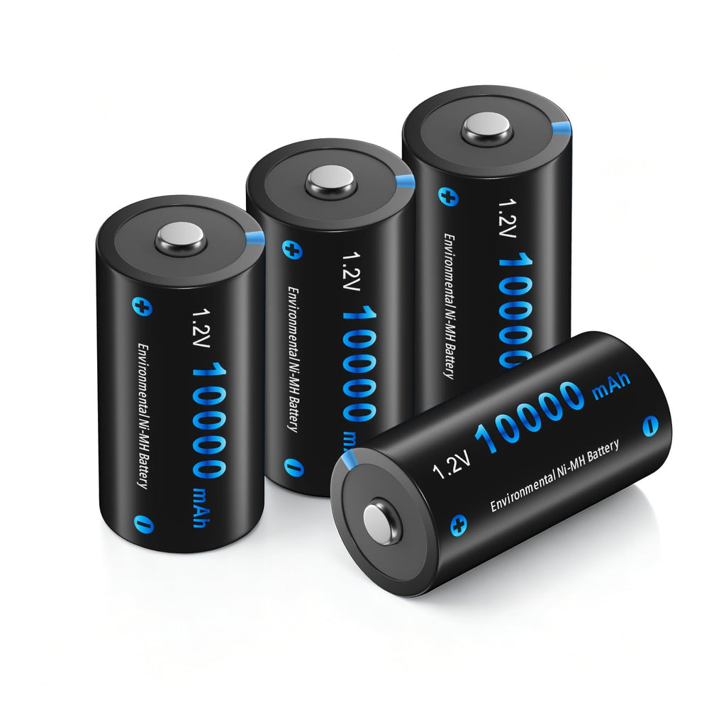 4 Pack Rechargeable D Batteries 10000mAh H916306