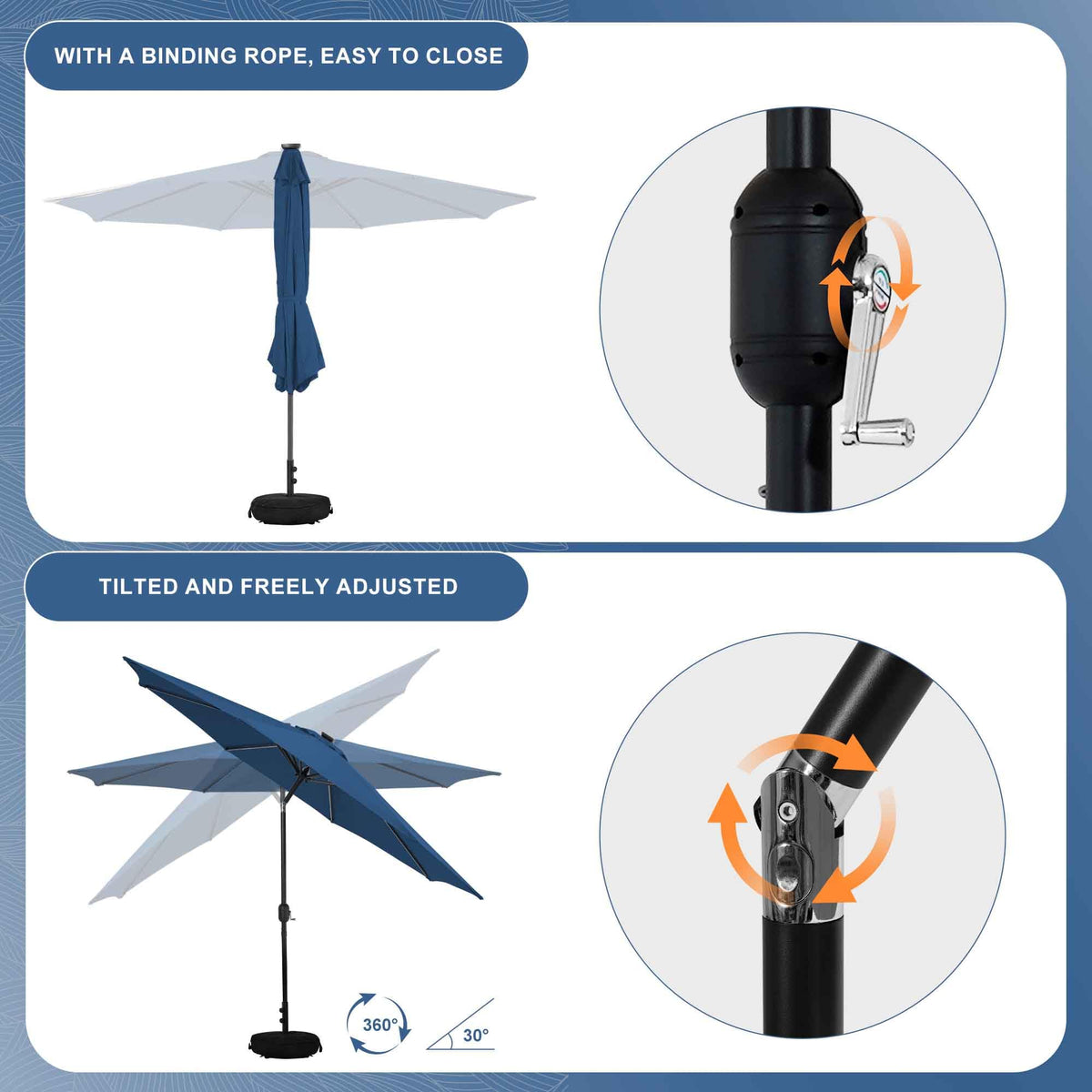 9 FT Patio Umbrella with Base M32111