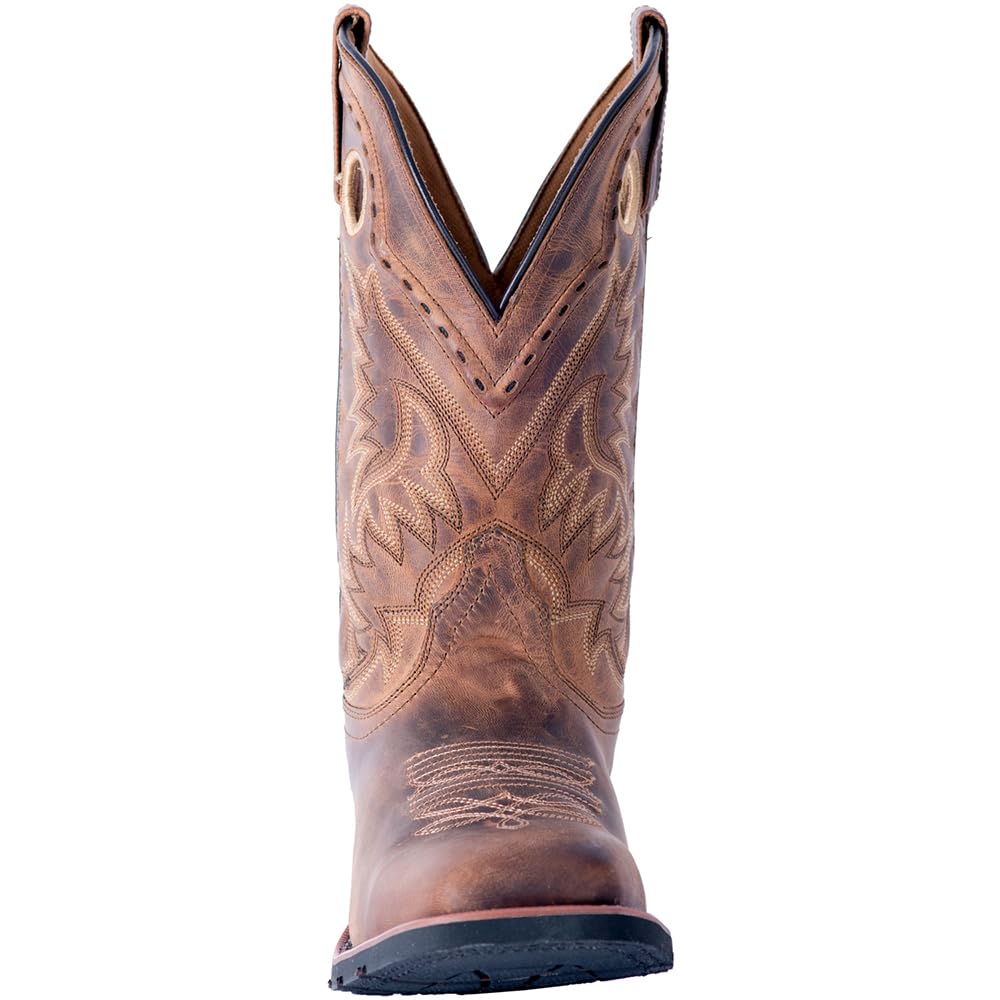 Black Mid Calf Square Toe Pull On Boots V3255