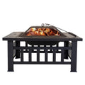 32 Inch Metal Square Outdoor Wood Burning Fire Pit Table S884422