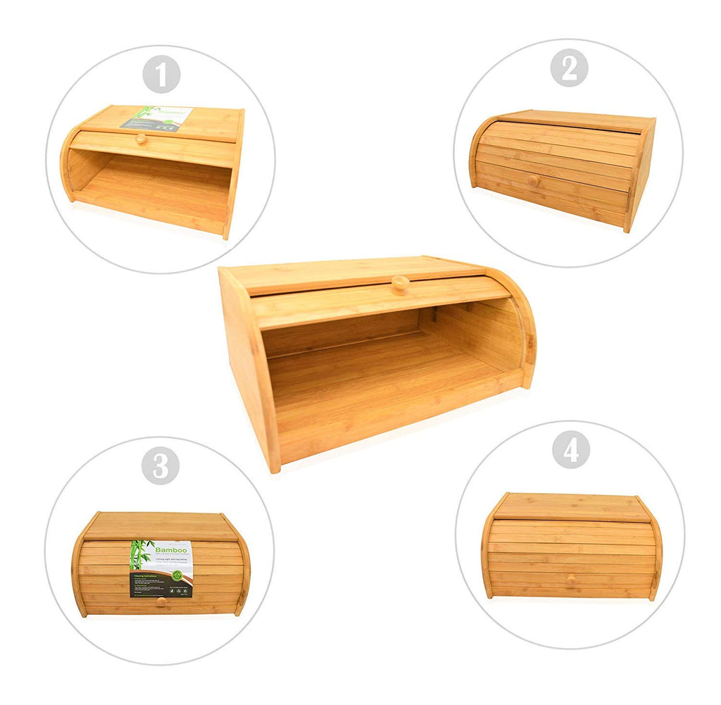 Natural Bamboo Roll Top Bread Box B13675