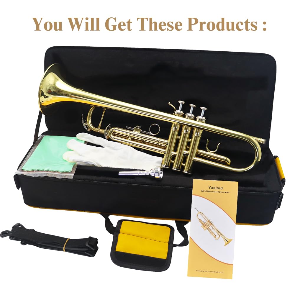 Trumpet Instrument with Case, Mouthpiece, Cloth and Gloves B607