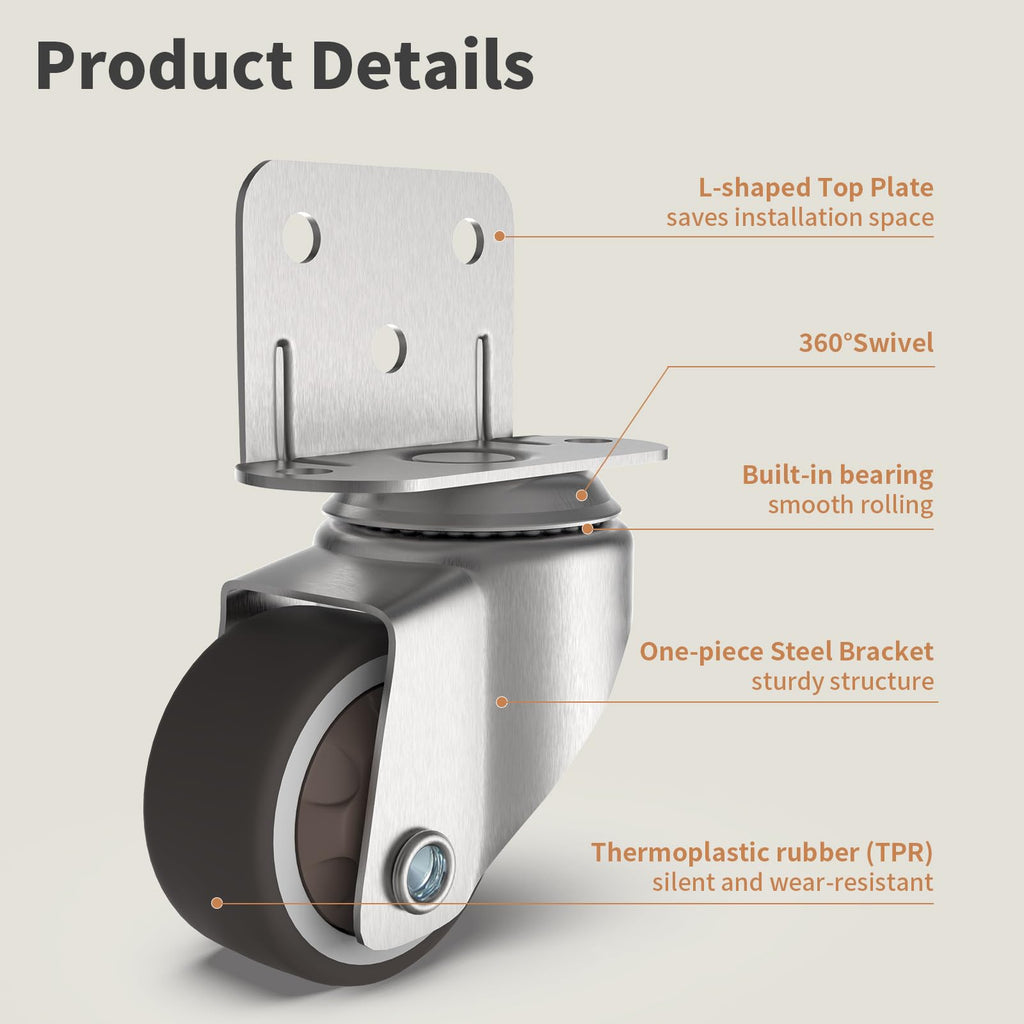 1" Swivel Plate Casters, 4 Pcs J16469