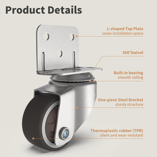 1" Swivel Plate Casters, 4 Pcs J16469