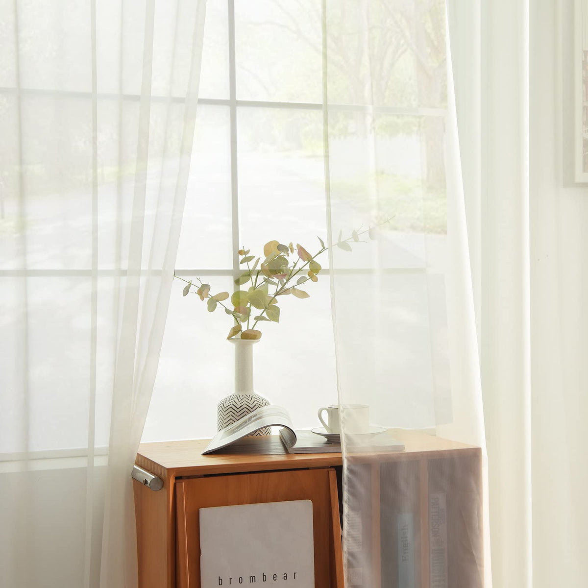 Solid Sheer Rod Pocket Curtain 2 Panels 52 Inch Width 84 Inch Long U686