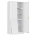 72" White Locking Metal Storage Cabinet with 4 Adjustable Shelves U8159