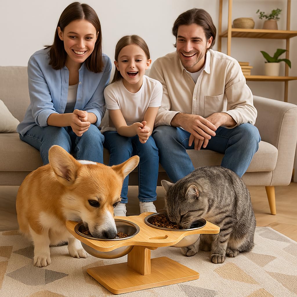 Elevated Stainless Steel Cat and Dog Bowl Set Q4117