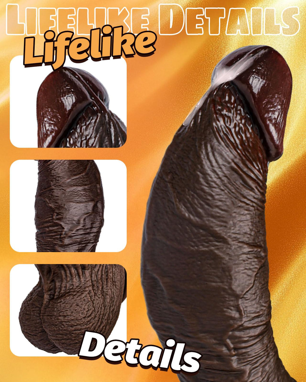 10.5'' Thick Black Realistic Curved Dildo M159477
