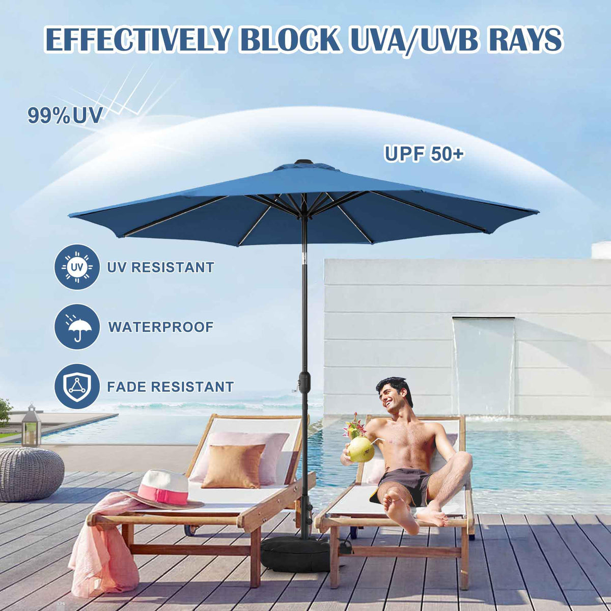 9 FT Patio Umbrella with Base M32111